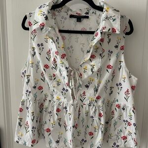 Marc New York Floral Sleeveless Blouse - White Multi